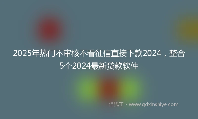 2025年热门不审核不看征信直接下款2024，整合5个2024最新贷款软件