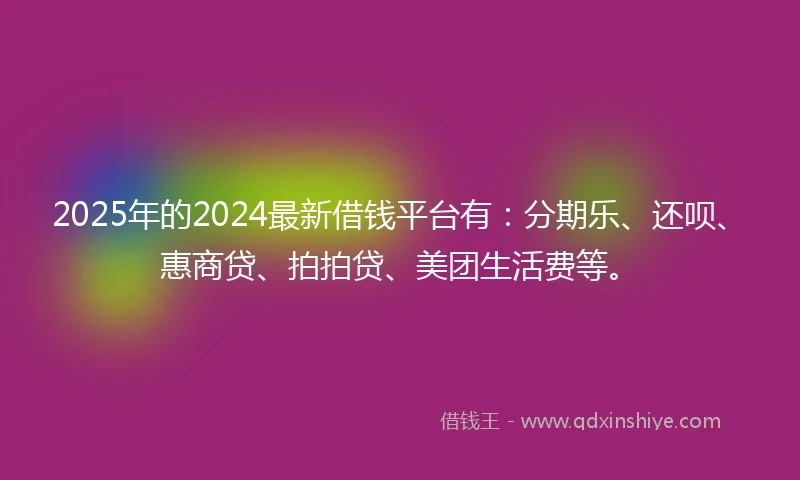 2025年的2024最新借钱平台有：分期乐、还呗、惠商贷、拍拍贷、美团生活费等。