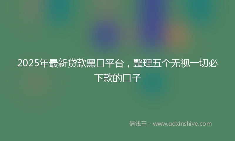 2025年最新贷款黑口平台，整理五个无视一切必下款的口子