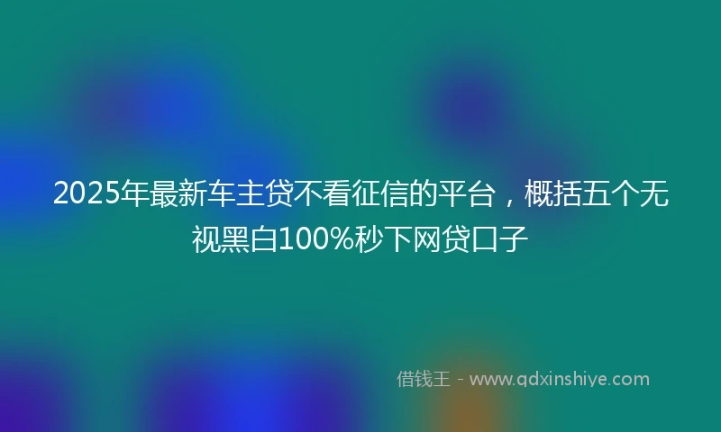 2025年最新车主贷不看征信的平台，概括五个无视黑白100%秒下网贷口子
