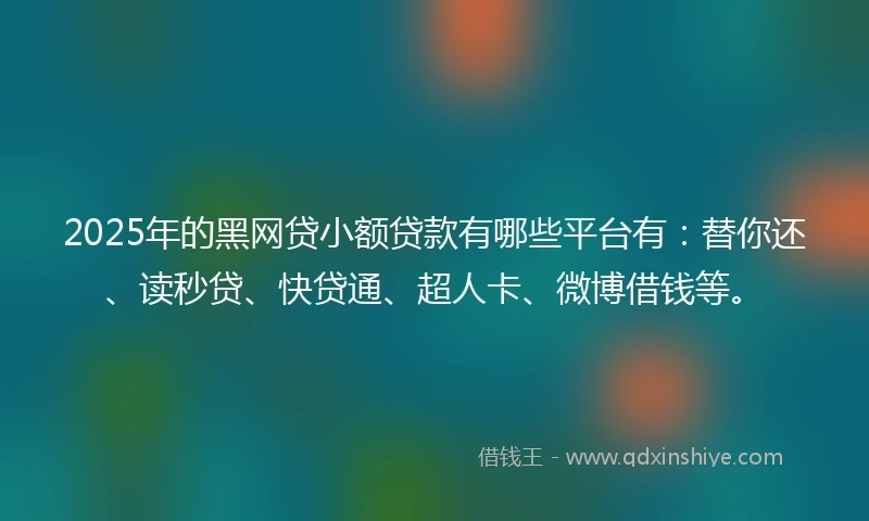 2025年的黑网贷小额贷款有哪些平台有：替你还、读秒贷、快贷通、超人卡、微博借钱等。
