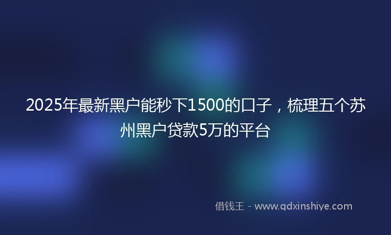 2025年最新黑户能秒下1500的口子，梳理五个苏州黑户贷款5万的平台