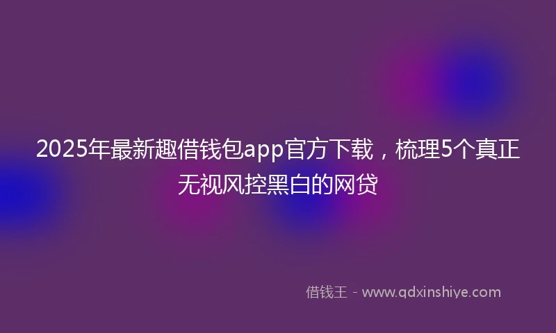 2025年最新趣借钱包app官方下载，梳理5个真正无视风控黑白的网贷