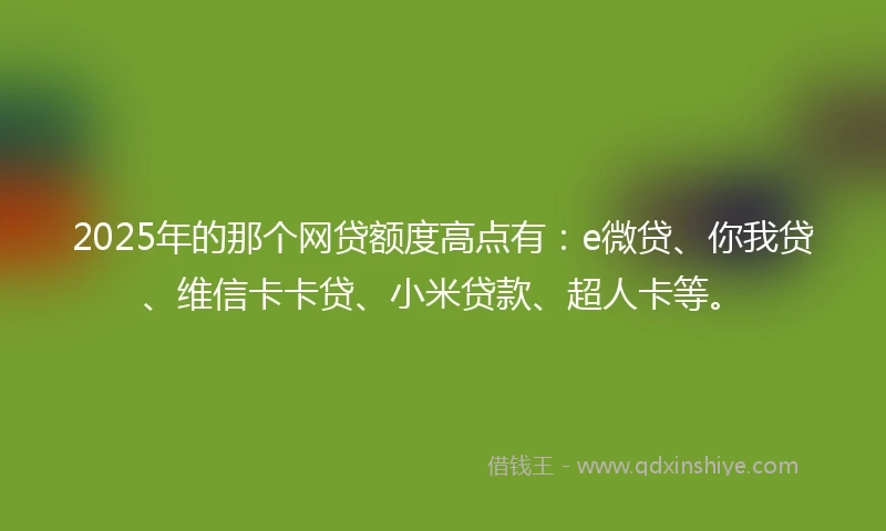 2025年的那个网贷额度高点有：e微贷、你我贷、维信卡卡贷、小米贷款、超人卡等。