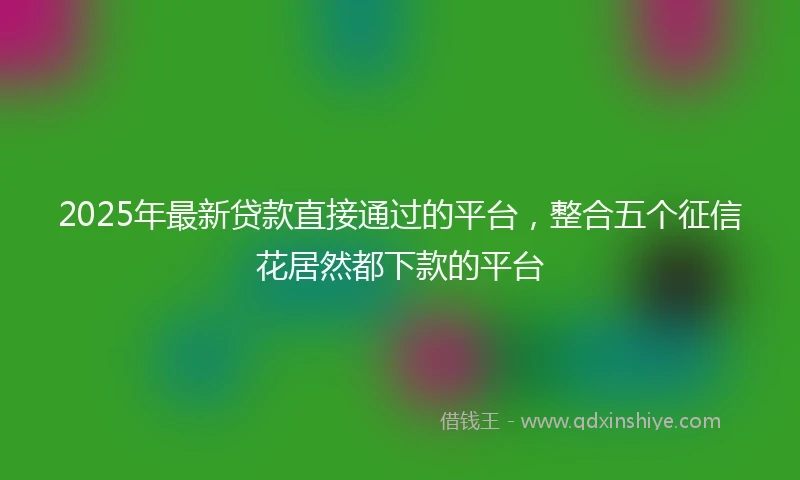 2025年最新贷款直接通过的平台，整合五个征信花居然都下款的平台