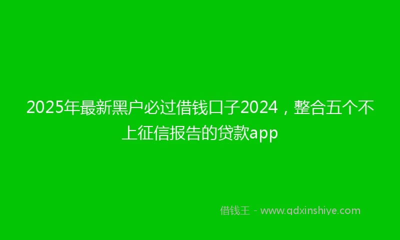 2025年最新黑户必过借钱口子2024，整合五个不上征信报告的贷款app