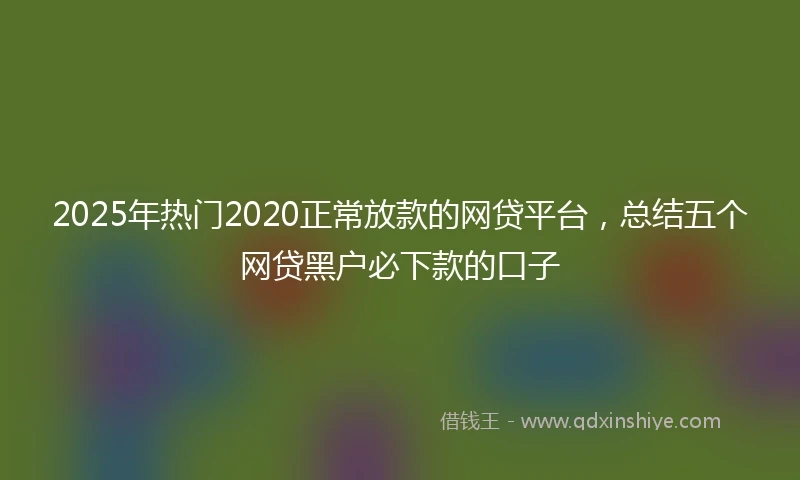 2025年热门2020正常放款的网贷平台，总结五个网贷黑户必下款的口子