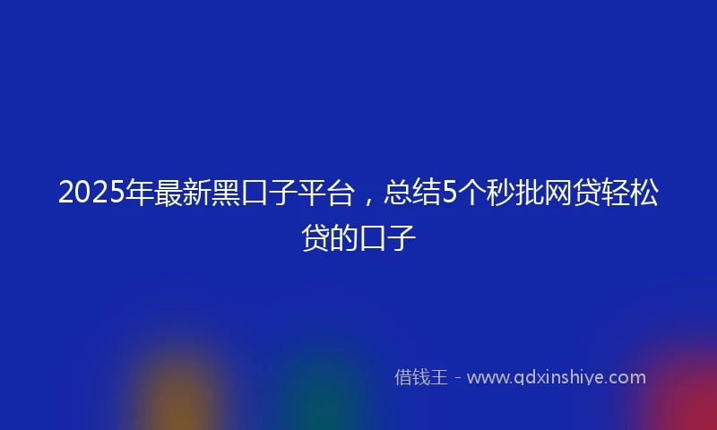 2025年最新黑口子平台，总结5个秒批网贷轻松贷的口子