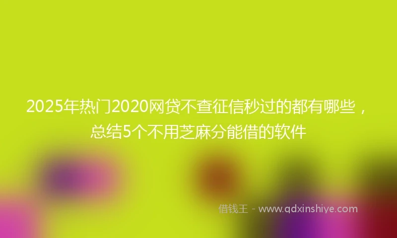 2025年热门2020网贷不查征信秒过的都有哪些，总结5个不用芝麻分能借的软件