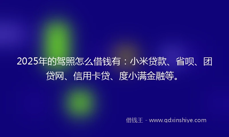 2025年的驾照怎么借钱有：小米贷款、省呗、团贷网、信用卡贷、度小满金融等。