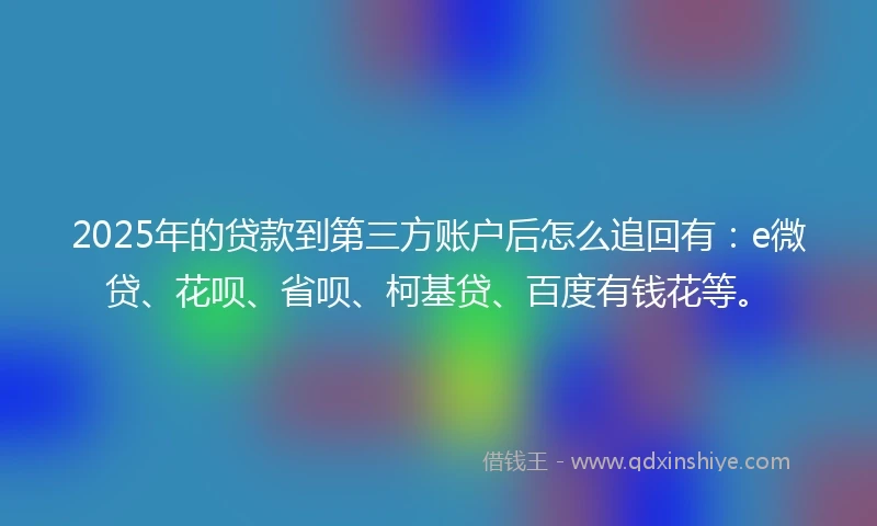 2025年的贷款到第三方账户后怎么追回有：e微贷、花呗、省呗、柯基贷、百度有钱花等。