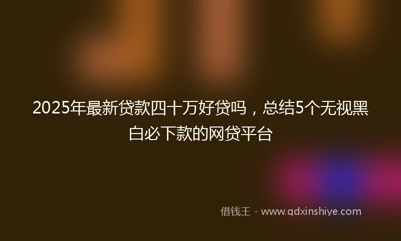 2025年最新贷款四十万好贷吗，总结5个无视黑白必下款的网贷平台