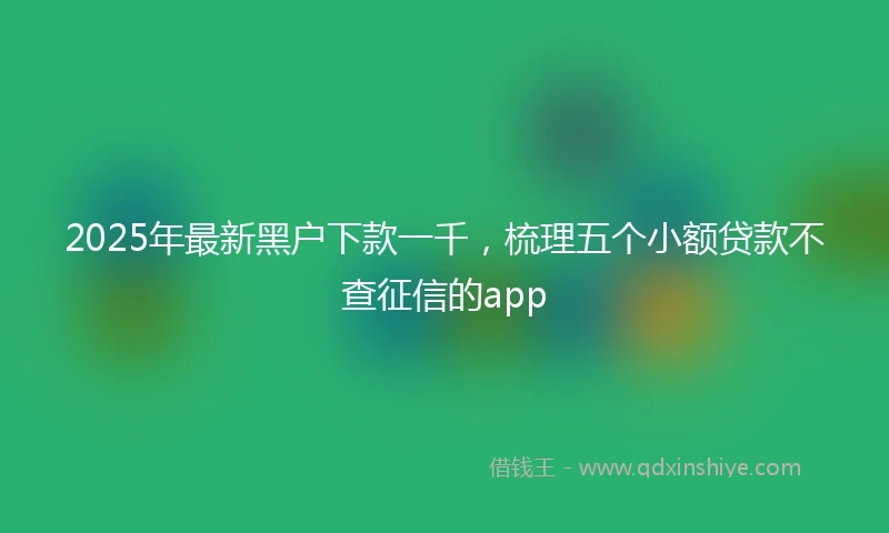 2025年最新黑户下款一千，梳理五个小额贷款不查征信的app