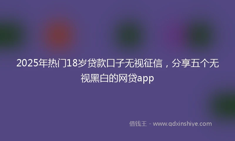 2025年热门18岁贷款口子无视征信，分享五个无视黑白的网贷app