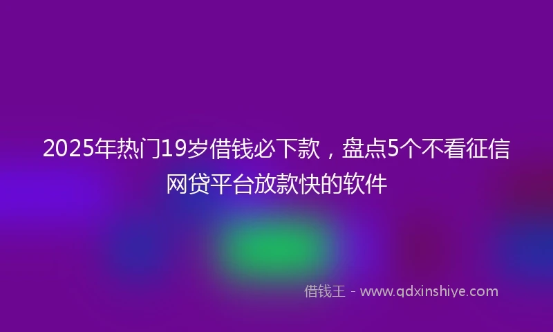 2025年热门19岁借钱必下款，盘点5个不看征信网贷平台放款快的软件