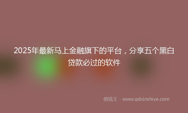 2025年最新马上金融旗下的平台，分享五个黑白贷款必过的软件