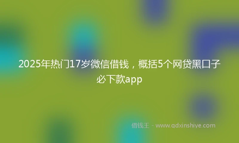 2025年热门17岁微信借钱，概括5个网贷黑口子必下款app