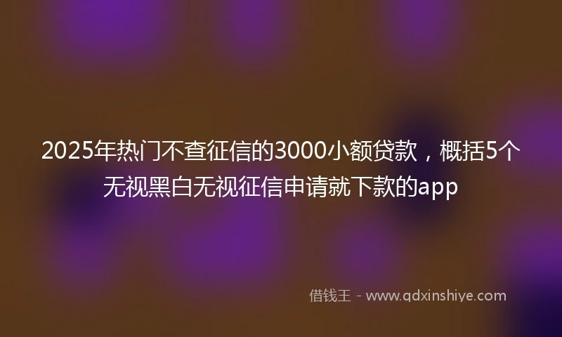 2025年热门不查征信的3000小额贷款，概括5个无视黑白无视征信申请就下款的app