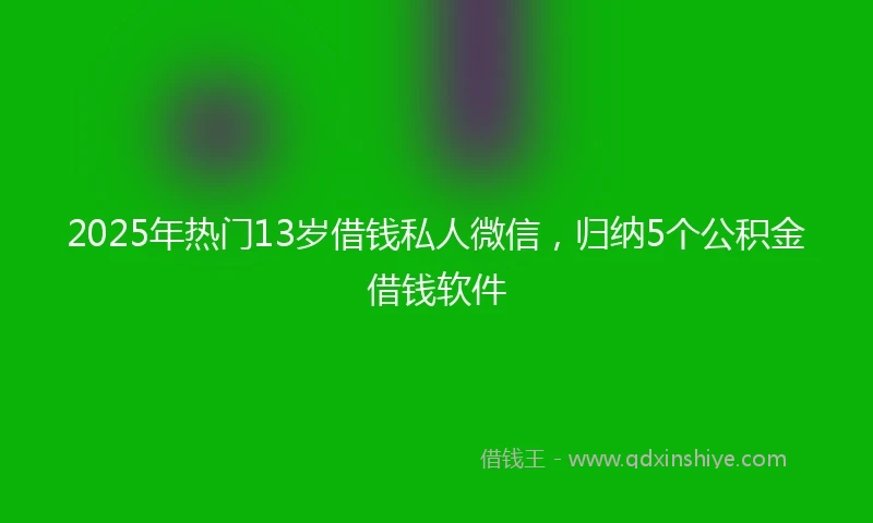 2025年热门13岁借钱私人微信，归纳5个公积金借钱软件