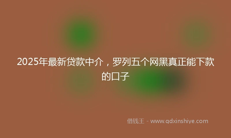 2025年最新贷款中介，罗列五个网黑真正能下款的口子