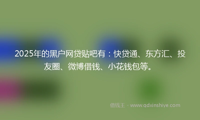 2025年的黑户网贷贴吧有：快贷通、东方汇、投友圈、微博借钱、小花钱包等。