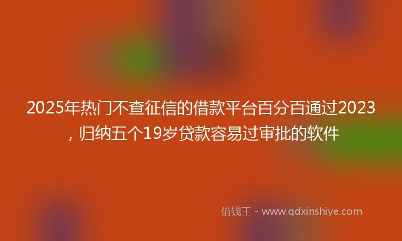 2025年热门不查征信的借款平台百分百通过2023，归纳五个19岁贷款容易过审批的软件