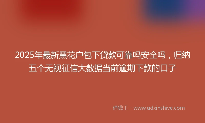 2025年最新黑花户包下贷款可靠吗安全吗，归纳五个无视征信大数据当前逾期下款的口子