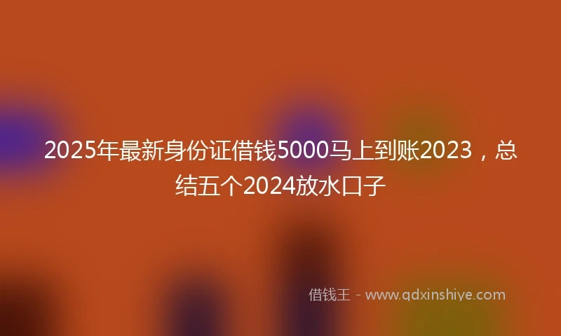 2025年最新身份证借钱5000马上到账2023，总结五个2024放水口子