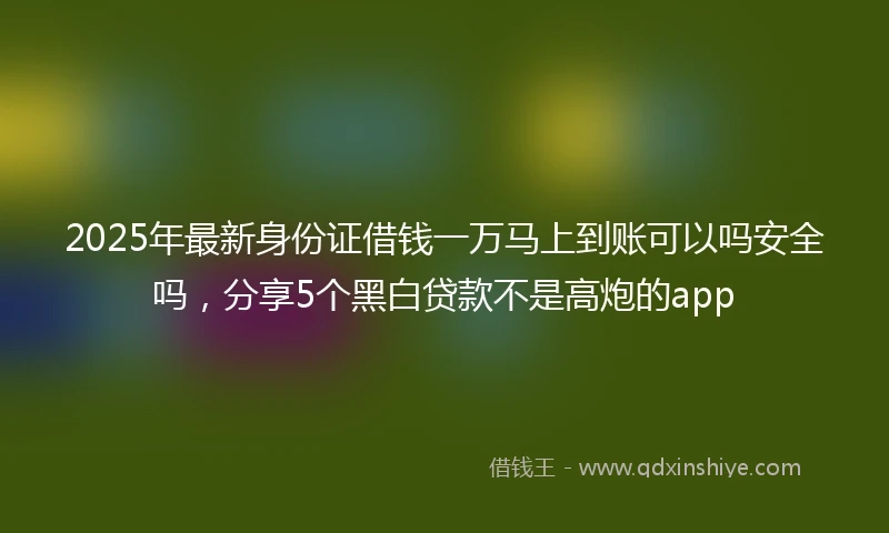 2025年最新身份证借钱一万马上到账可以吗安全吗，分享5个黑白贷款不是高炮的app