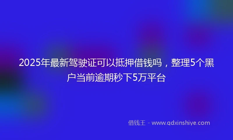 2025年最新驾驶证可以抵押借钱吗，整理5个黑户当前逾期秒下5万平台