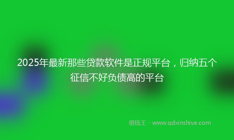 2025年最新那些贷款软件是正规平台，归纳五个征信不好负债高的平台