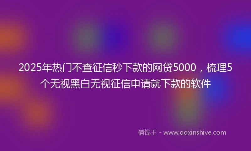 2025年热门不查征信秒下款的网贷5000，梳理5个无视黑白无视征信申请就下款的软件