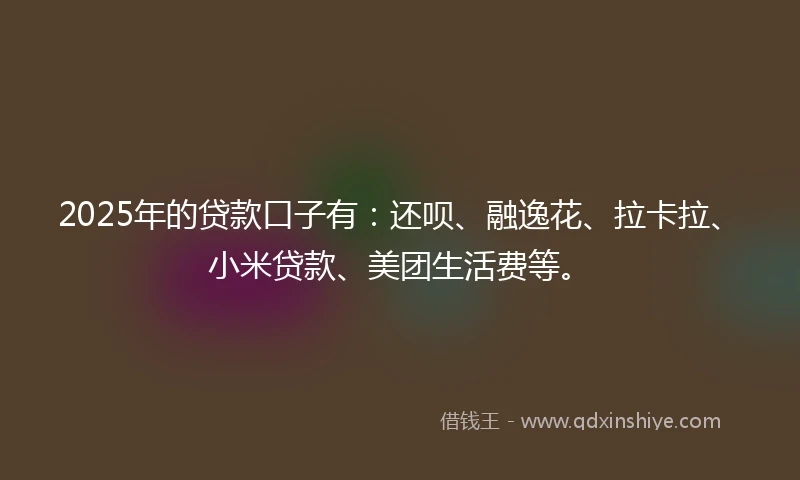 2025年的贷款口子有：还呗、融逸花、拉卡拉、小米贷款、美团生活费等。