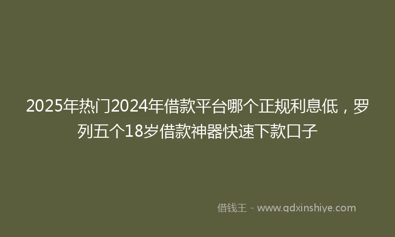 2025年热门2024年借款平台哪个正规利息低，罗列五个18岁借款神器快速下款口子