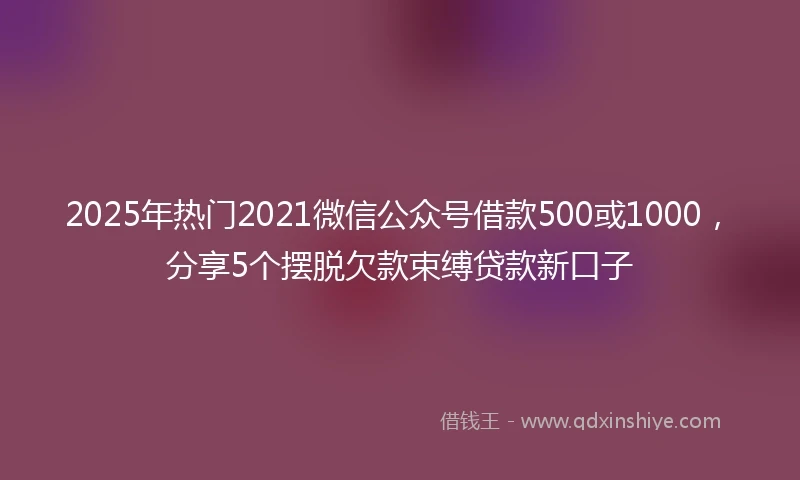 2025年热门2021微信公众号借款500或1000，分享5个摆脱欠款束缚贷款新口子