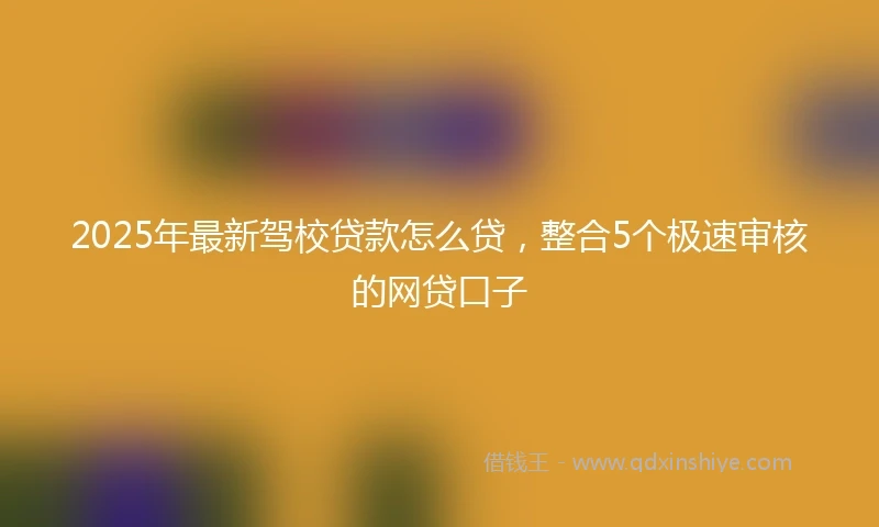 2025年最新驾校贷款怎么贷，整合5个极速审核的网贷口子