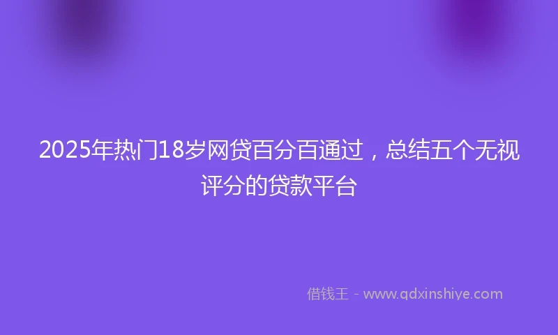2025年热门18岁网贷百分百通过，总结五个无视评分的贷款平台