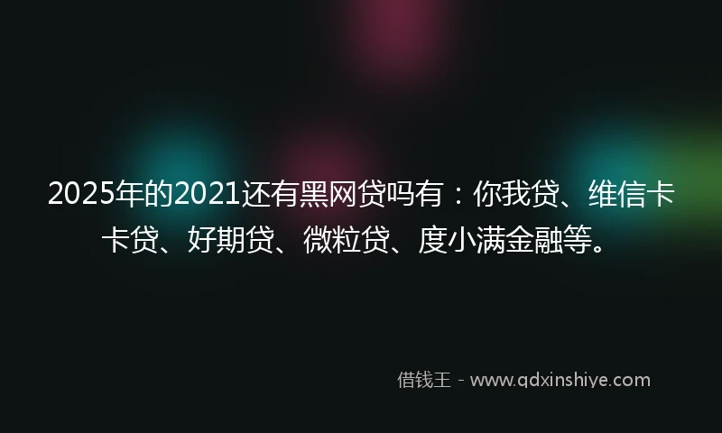 2025年的2021还有黑网贷吗有：你我贷、维信卡卡贷、好期贷、微粒贷、度小满金融等。