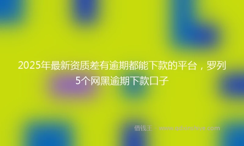 2025年最新资质差有逾期都能下款的平台，罗列5个网黑逾期下款口子