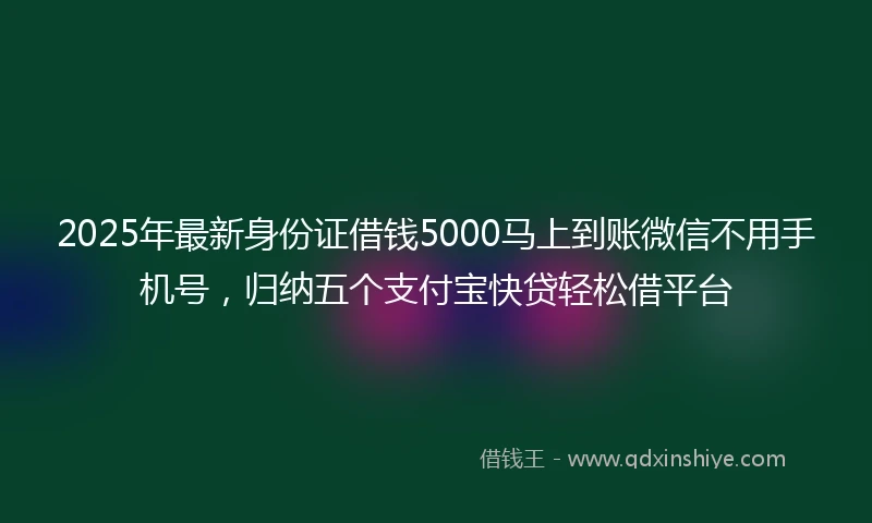 2025年最新身份证借钱5000马上到账微信不用手机号，归纳五个支付宝快贷轻松借平台