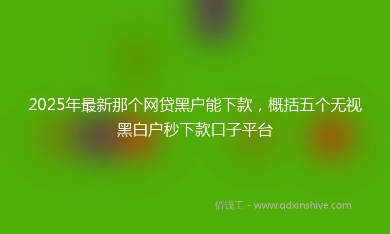 2025年最新那个网贷黑户能下款，概括五个无视黑白户秒下款口子平台
