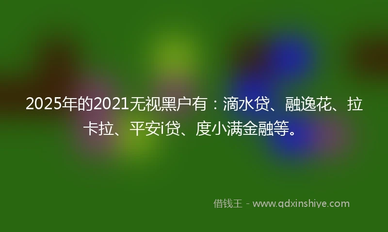 2025年的2021无视黑户有：滴水贷、融逸花、拉卡拉、平安i贷、度小满金融等。