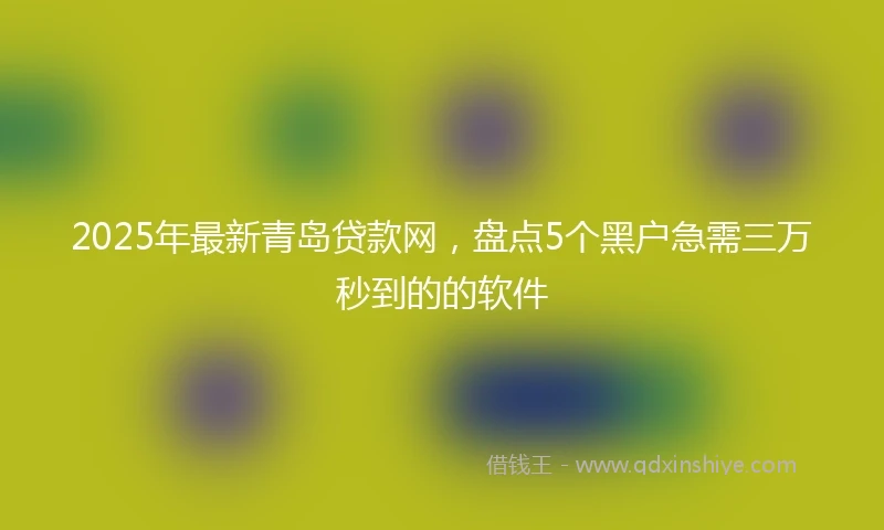 2025年最新青岛贷款网，盘点5个黑户急需三万秒到的的软件