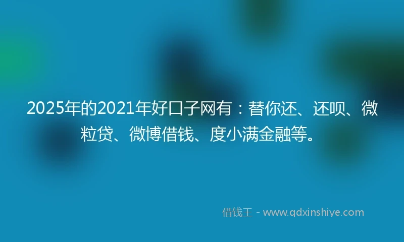 2025年的2021年好口子网有：替你还、还呗、微粒贷、微博借钱、度小满金融等。