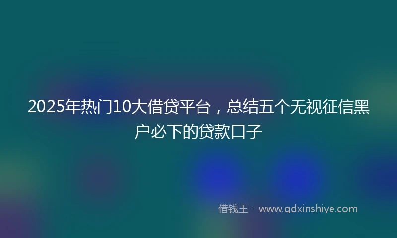 2025年热门10大借贷平台，总结五个无视征信黑户必下的贷款口子