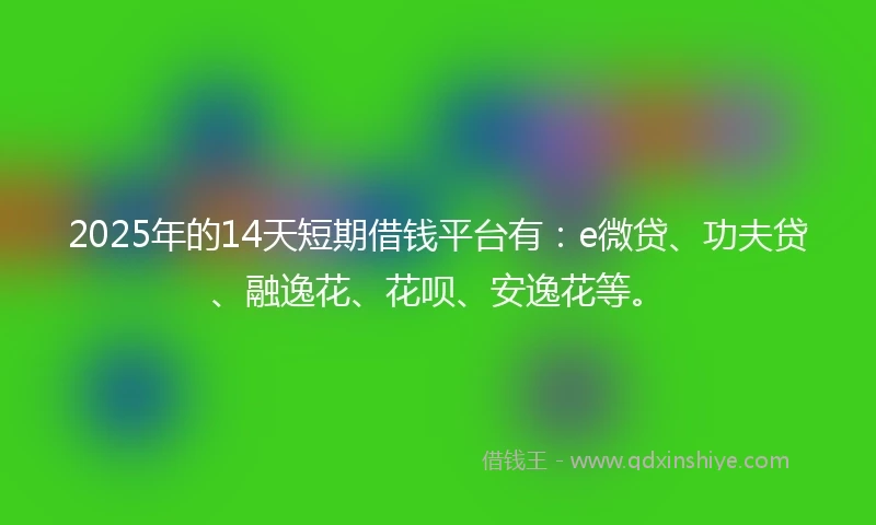2025年的14天短期借钱平台有：e微贷、功夫贷、融逸花、花呗、安逸花等。