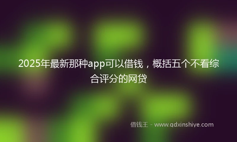 2025年最新那种app可以借钱，概括五个不看综合评分的网贷