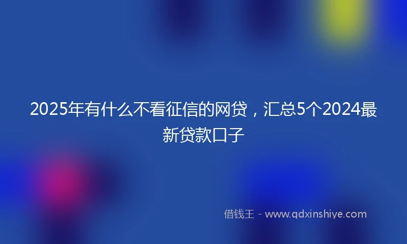 2025年有什么不看征信的网贷，汇总5个2024最新贷款口子