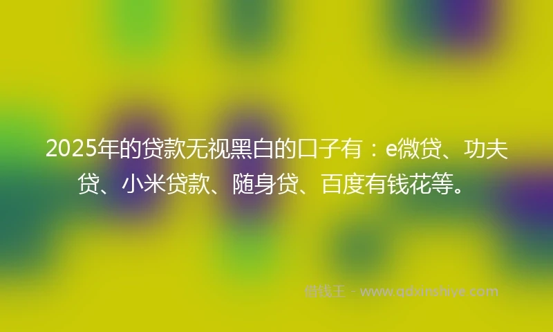 2025年的贷款无视黑白的口子有：e微贷、功夫贷、小米贷款、随身贷、百度有钱花等。
