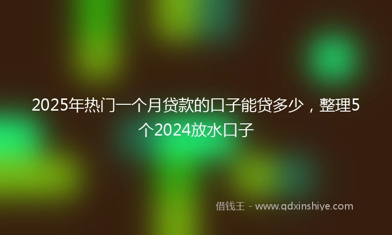 2025年热门一个月贷款的口子能贷多少，整理5个2024放水口子